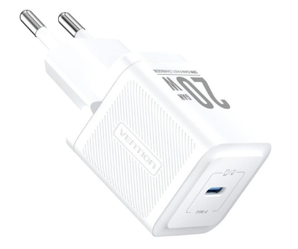 Ładowarka i akumulator Vention Ładowarka USB-C 20W GaN biała